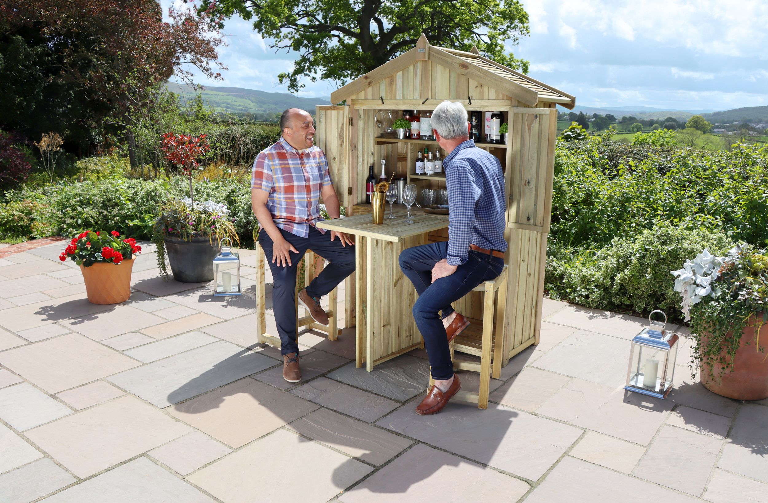 Garden bar and 2 stool set